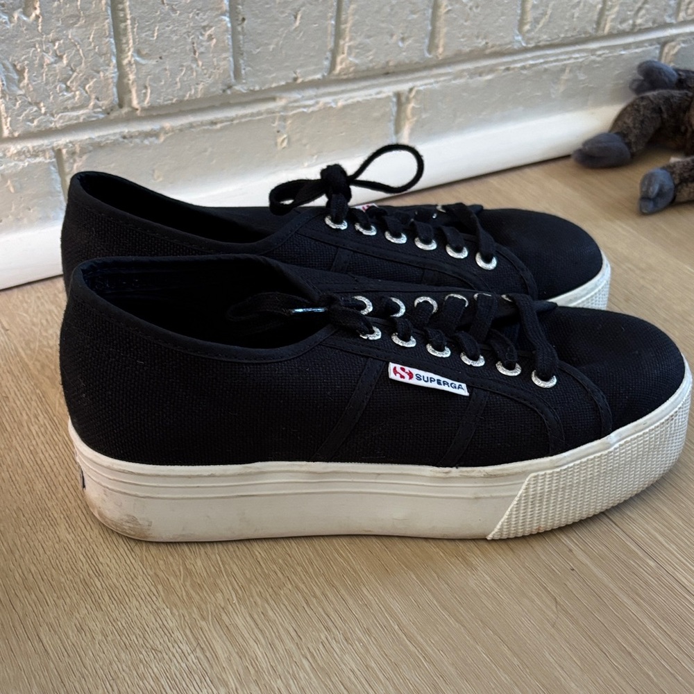 Superga black platform sneakers